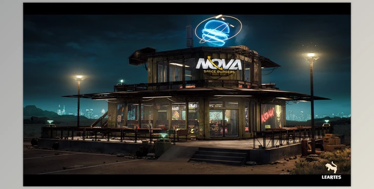 Download Unreal engine - Nova Space Burgers / Cyberpunk Abandoned Restaurant / Space Bar + ULAT v5.3