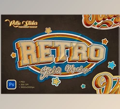 Download Retro Sticker Mockup - 92512937