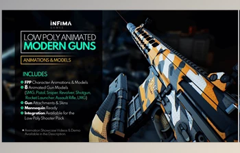 Download Unreal Engine - Animations Low Poly Animated - <span class='badge badge-warning'>Modern</span> Guns Pack (Engine version 4.26-4.27, 5.0-5.3)