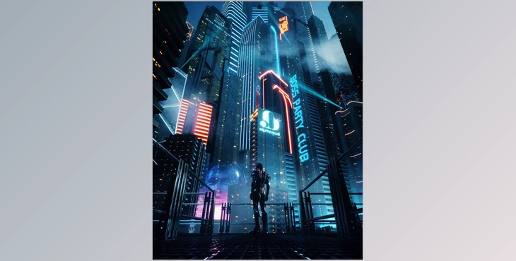 Download C4D Octane render Cyberpunk city Batman Gotham City CBD Skyscrapers