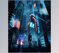 Download C4D Octane render Cyberpunk city Batman Gotham City CBD Skyscrapers