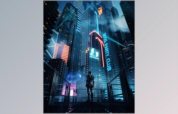 Download C4D Octane render Cyberpunk city Batman Gotham City <span class='badge badge-warning'>CBD</span> Skyscrapers
