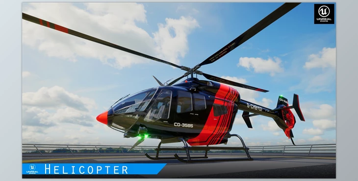 Download Unreal Engine - Blueprints Photorealistic Helicopter v5.2
