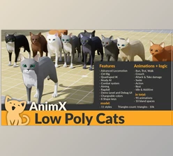 Download Unreal Engine - AnimX: Low Poly Cats (Engine version 4.26- 4.27, 5.0- 5.2)