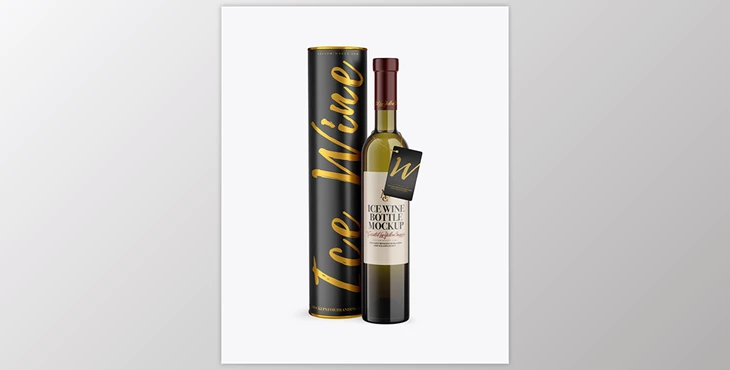 Download Antique Green Glass White Wine Bottle With Tube Mockup 79212 TIF