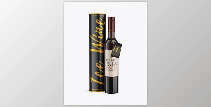 Download Antique Green Glass Red Wine Bottle With Tube Mockup 79213 TIF