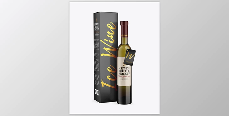 Download Antique Green Glass White Wine Bottle With Box Mockup 79252